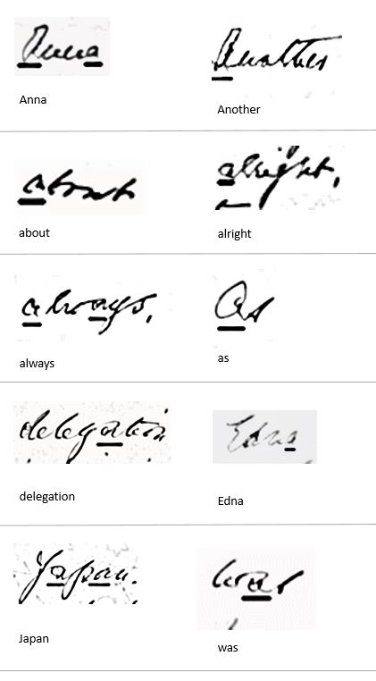 Images of Eleanor Roosevelt's handwriting using the letter &quot;A&quot;